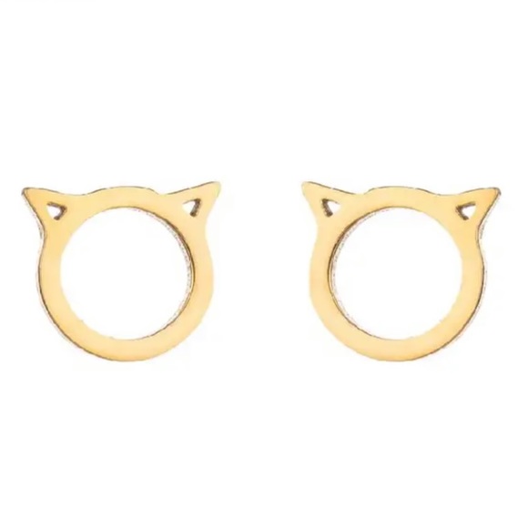 NEW Women’s Girls Gold Cat Kitten Earrings Jewelry Jewels - Picture 1 of 1